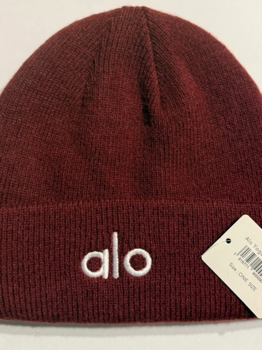 ALO Yoga Maroon Beanie with White Logo